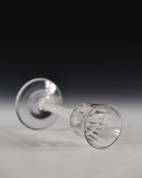 ANTIQUE GLASS WINE GLASS DOUBLE SERIES OPAQUE TWIST ENGLISH C1755 - ADDITIONAL PHOTO 4