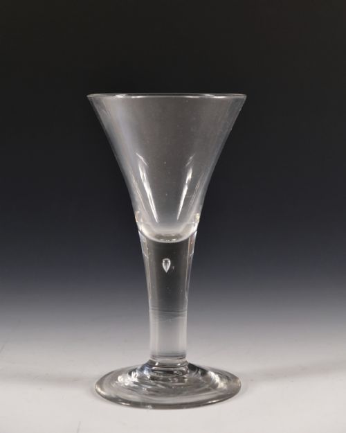 ANTIQUE GLASS PLAIN STEM WINE GOBLET C1750 - ADDITIONAL PHOTO 1