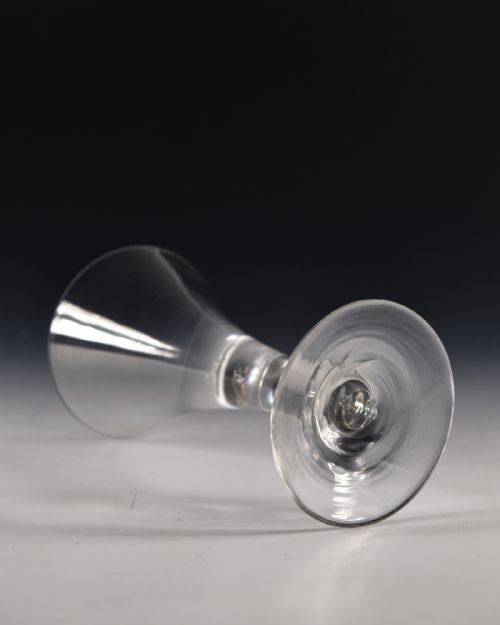 ANTIQUE GLASS PLAIN STEM WINE GOBLET C1750 - ADDITIONAL PHOTO 2