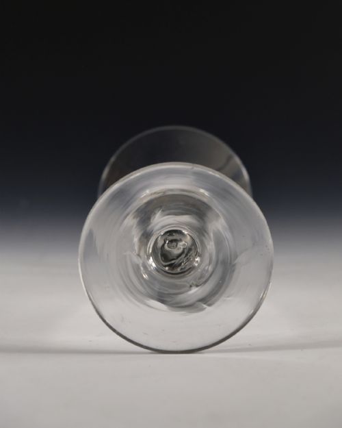 ANTIQUE GLASS PLAIN STEM WINE GOBLET C1750 - ADDITIONAL PHOTO 4