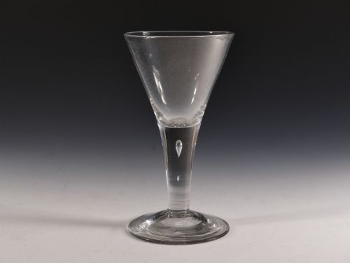 antique glass plain stem wine goblet english c1750 - CATEGORY: ANTIQUE GLASS - DATED 18TH CENTURY