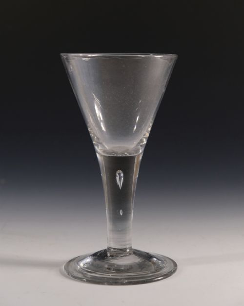 ANTIQUE GLASS PLAIN STEM WINE GOBLET ENGLISH C1750 - ADDITIONAL PHOTO 1
