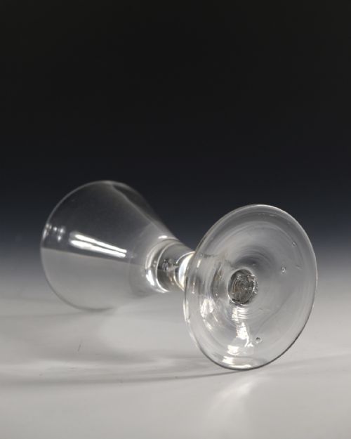 ANTIQUE GLASS PLAIN STEM WINE GOBLET ENGLISH C1750 - ADDITIONAL PHOTO 2