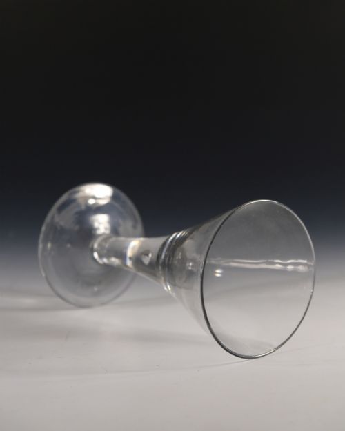 ANTIQUE GLASS PLAIN STEM WINE GOBLET ENGLISH C1750 - ADDITIONAL PHOTO 3