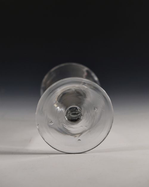 ANTIQUE GLASS PLAIN STEM WINE GOBLET ENGLISH C1750 - ADDITIONAL PHOTO 4