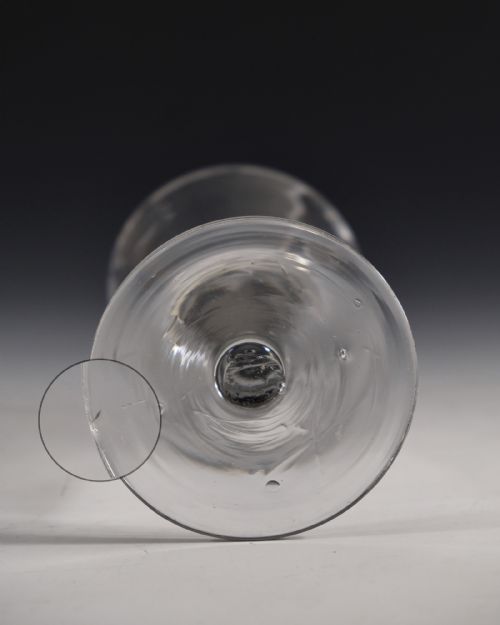 ANTIQUE GLASS PLAIN STEM WINE GOBLET ENGLISH C1750 - ADDITIONAL PHOTO 5