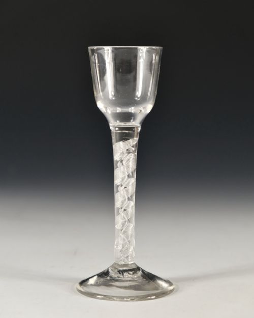 ANTIQUE GLASS AIR TWIST WINE GLASS ENGLISH C1755 - ADDITIONAL PHOTO 1