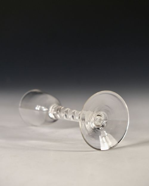 ANTIQUE GLASS AIR TWIST WINE GLASS ENGLISH C1755 - ADDITIONAL PHOTO 2
