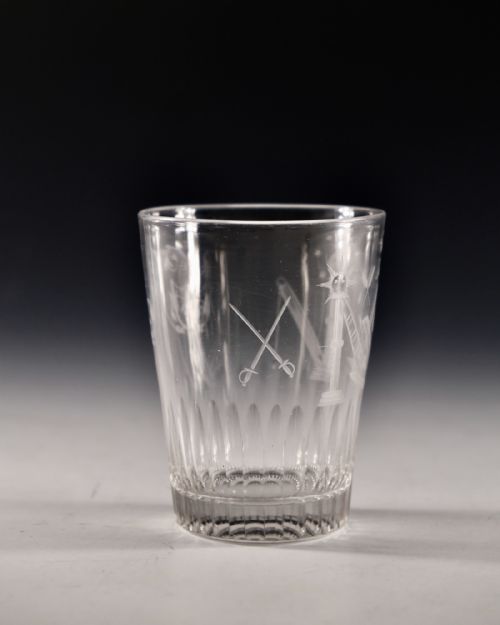 ANTIQUE GLASS MASONIC TUMBLER ENGLISH C1810 - ADDITIONAL PHOTO 2