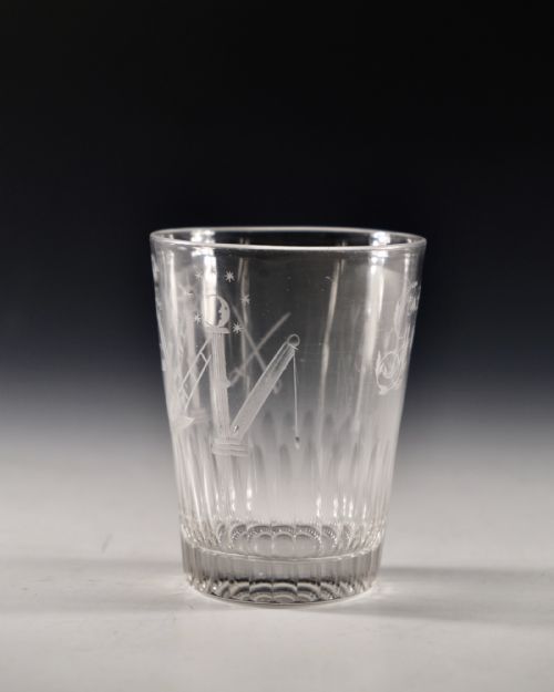 ANTIQUE GLASS MASONIC TUMBLER ENGLISH C1810 - ADDITIONAL PHOTO 4