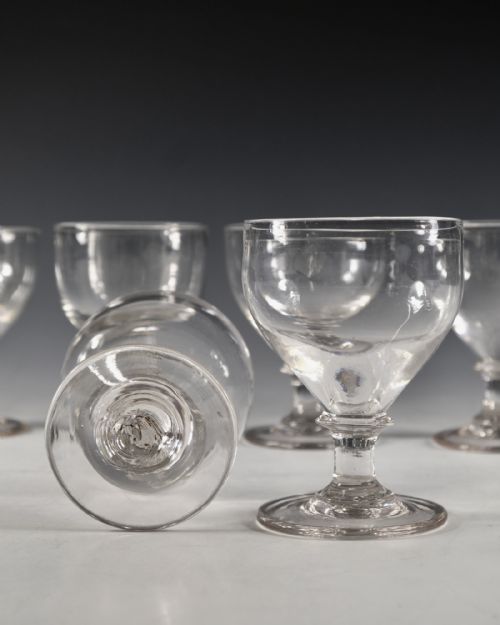 ANTIQUE GLASS SIX OVOID RUMMERS ENGLISH C1810 - ADDITIONAL PHOTO 2