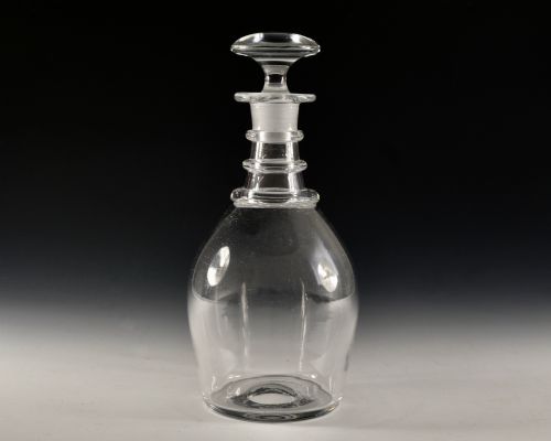 antique glass plain three ring decanter english c1820 - CATEGORY: ANTIQUE GLASS - DATED GEORGIAN