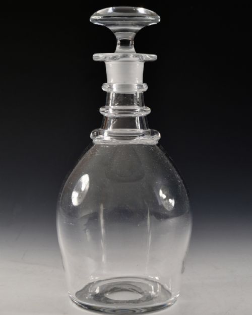 ANTIQUE GLASS PLAIN THREE RING DECANTER ENGLISH C1820 - ADDITIONAL PHOTO 1