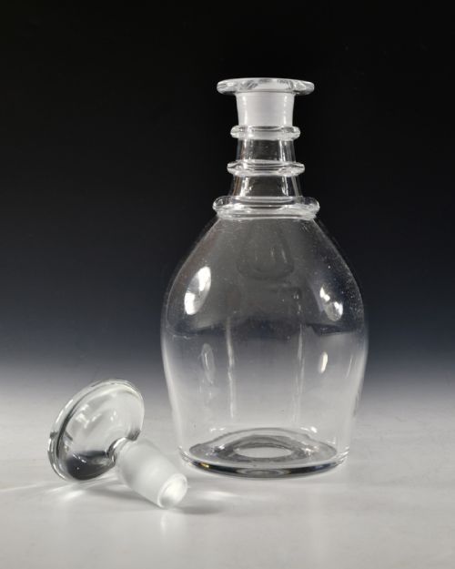 ANTIQUE GLASS PLAIN THREE RING DECANTER ENGLISH C1820 - ADDITIONAL PHOTO 2