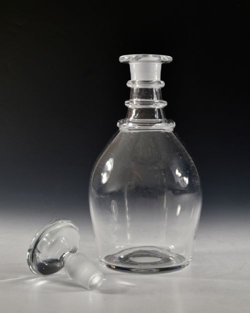 ANTIQUE GLASS PLAIN THREE RING DECANTER ENGLISH C1820 - ADDITIONAL PHOTO 3