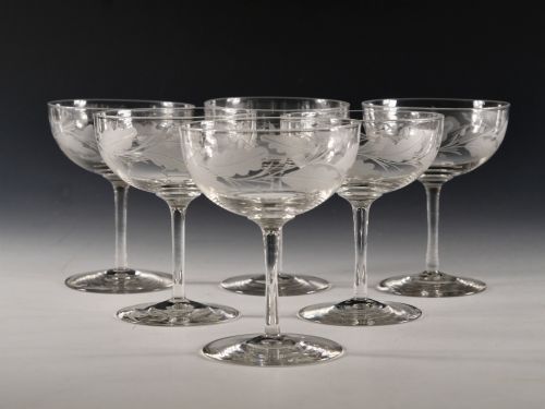 antique glass set of six champagne glasses english c1880 - CATEGORY: ANTIQUE GLASS - DATED 19TH CENTURY