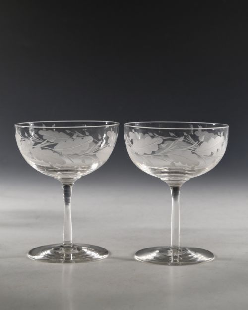 ANTIQUE GLASS SET OF SIX CHAMPAGNE GLASSES ENGLISH C1880 - ADDITIONAL PHOTO 4