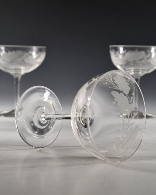 ANTIQUE GLASS SET OF SIX CHAMPAGNE GLASSES ENGLISH C1880 - ADDITIONAL PHOTO 6