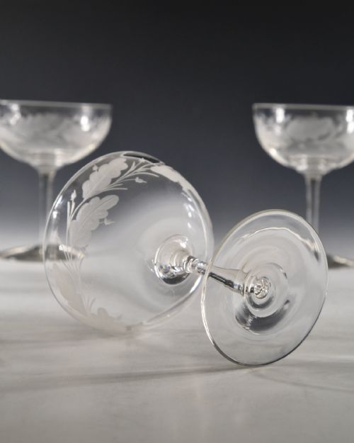 ANTIQUE GLASS SET OF SIX CHAMPAGNE GLASSES ENGLISH C1880 - ADDITIONAL PHOTO 7