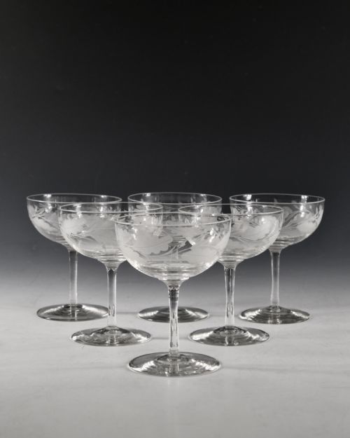 ANTIQUE GLASS SET OF SIX CHAMPAGNE GLASSES ENGLISH C1880 - ADDITIONAL PHOTO 10