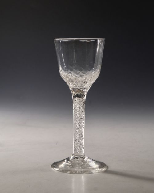 ANTIQUE GLASS AIR TWIST WINE GLASS ENGLISH C1755 - ADDITIONAL PHOTO 3