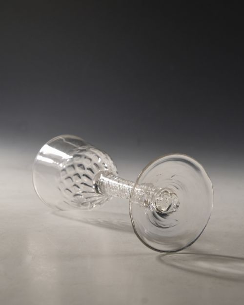 ANTIQUE GLASS AIR TWIST WINE GLASS ENGLISH C1755 - ADDITIONAL PHOTO 4