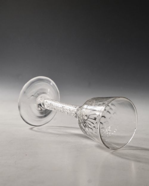ANTIQUE GLASS AIR TWIST WINE GLASS ENGLISH C1755 - ADDITIONAL PHOTO 5