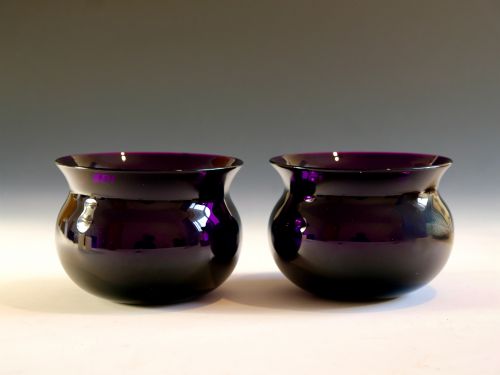 antique glass pair of amethyst finger bowls english c1830 - CATEGORY: ANTIQUE GLASS - DATED 19TH CENTURY