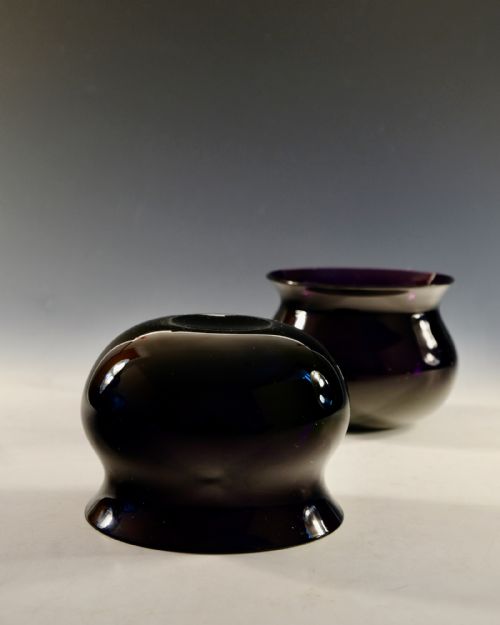 ANTIQUE GLASS PAIR OF AMETHYST FINGER BOWLS ENGLISH C1830 - ADDITIONAL PHOTO 8