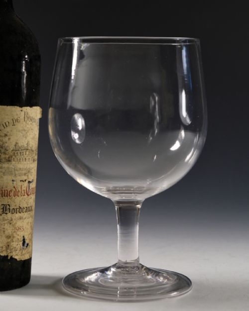 ANTIQUE GLASS PLAIN STEM WINE GOBLET ENGLISH C1770 - ADDITIONAL PHOTO 2