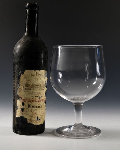 ANTIQUE GLASS PLAIN STEM WINE GOBLET ENGLISH C1770 - ADDITIONAL PHOTO 3