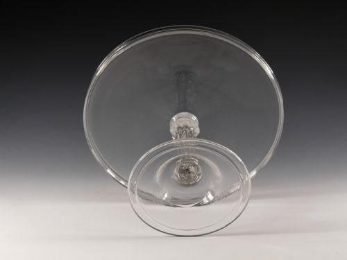 ANTIQUE GLASS PEDESTAL STEM TAZZA ENGLISH C1760 - ADDITIONAL PHOTO 1