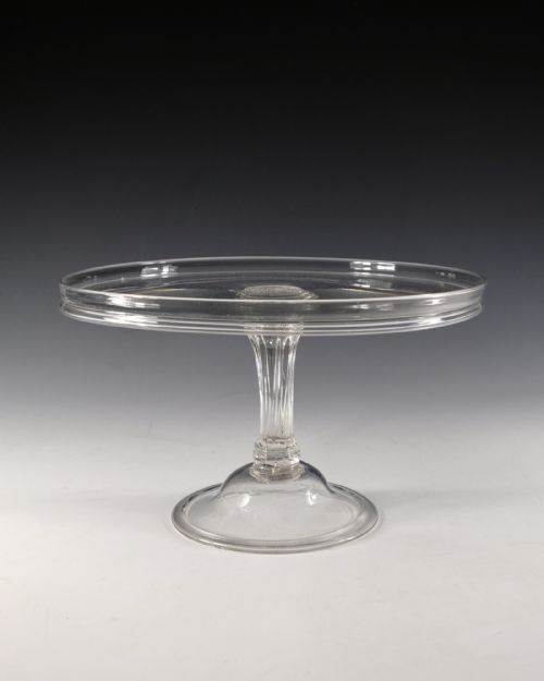 ANTIQUE GLASS PEDESTAL STEM TAZZA ENGLISH C1760 - ADDITIONAL PHOTO 2