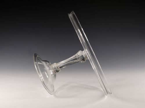 ANTIQUE GLASS PEDESTAL STEM TAZZA ENGLISH C1760 - ADDITIONAL PHOTO 4
