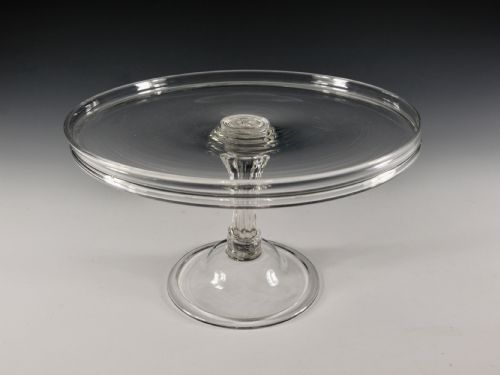 ANTIQUE GLASS PEDESTAL STEM TAZZA ENGLISH C1760 - ADDITIONAL PHOTO 6