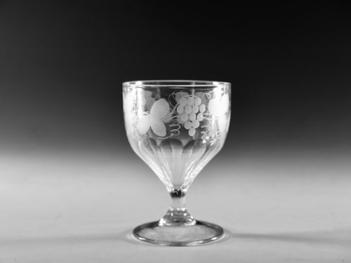 antique glass engraved panel moulded rummer c1800 - CATEGORY: ANTIQUE GLASS - DATED 18TH CENTURY