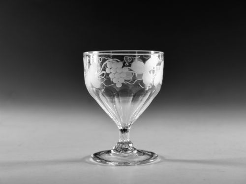 antique glass engraved panel moulded rummer c1800 - CATEGORY: ANTIQUE GLASS - DATED 18TH CENTURY