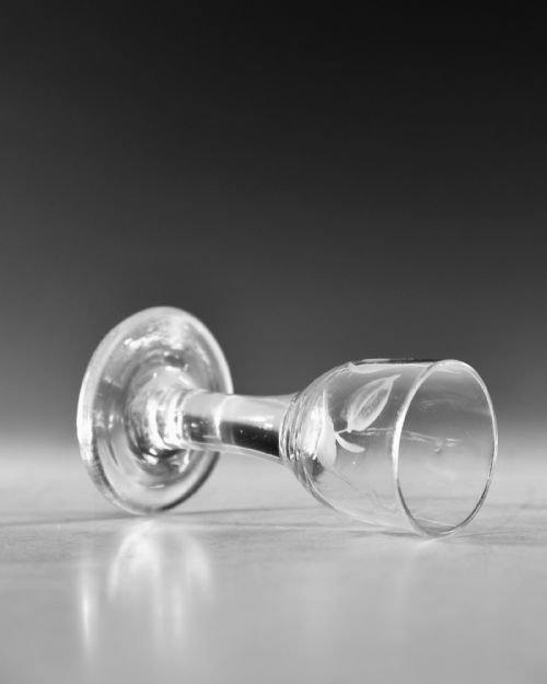 ANTIQUE GLASS PLAIN STEM FIRING GLASS ENGLISH C1760 - ADDITIONAL PHOTO 4