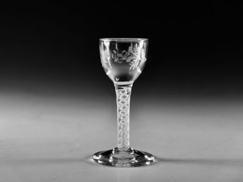 antique glass opaque twist wine glass english c1765 - CATEGORY: ANTIQUE GLASS - DATED 18TH CENTURY
