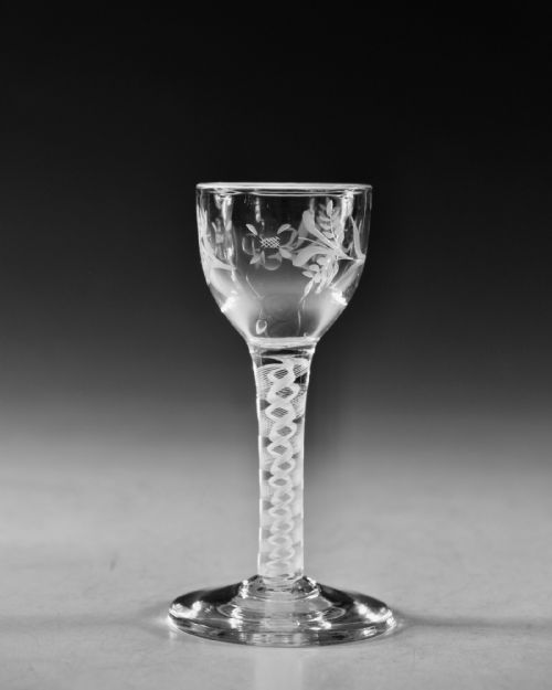 ANTIQUE GLASS OPAQUE TWIST WINE GLASS ENGLISH C1765 - ADDITIONAL PHOTO 1