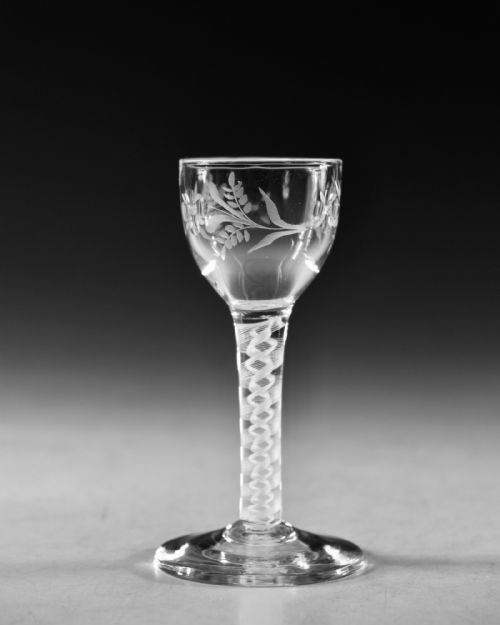 ANTIQUE GLASS OPAQUE TWIST WINE GLASS ENGLISH C1765 - ADDITIONAL PHOTO 2