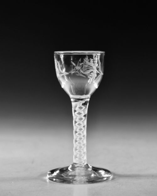 ANTIQUE GLASS OPAQUE TWIST WINE GLASS ENGLISH C1765 - ADDITIONAL PHOTO 3
