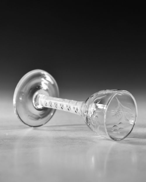 ANTIQUE GLASS OPAQUE TWIST WINE GLASS ENGLISH C1765 - ADDITIONAL PHOTO 5