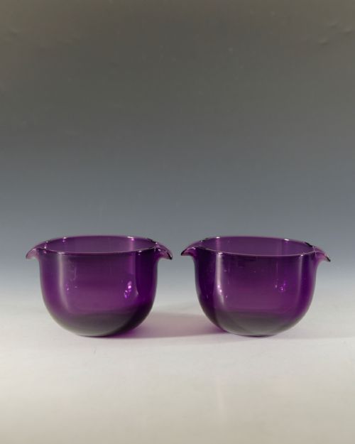 ANTIQUE GLASS PAIR OF AMETHYST WINE GLASS COOLERS ENGLISH C1830 - ADDITIONAL PHOTO 1