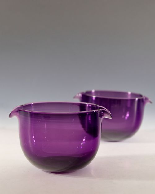 ANTIQUE GLASS PAIR OF AMETHYST WINE GLASS COOLERS ENGLISH C1830 - ADDITIONAL PHOTO 2