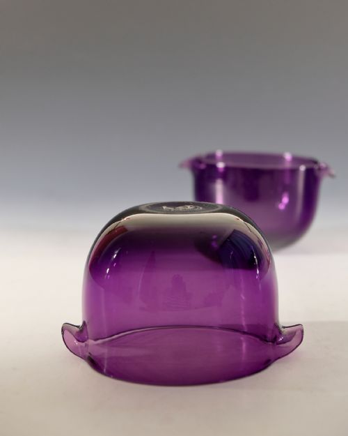 ANTIQUE GLASS PAIR OF AMETHYST WINE GLASS COOLERS ENGLISH C1830 - ADDITIONAL PHOTO 3