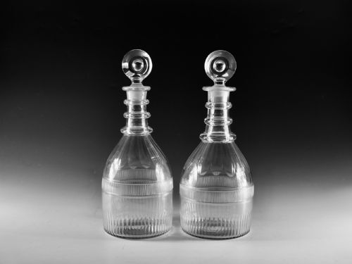 antique glass pair of decanters english c1830 - CATEGORY: ANTIQUE GLASS - DATED GEORGIAN