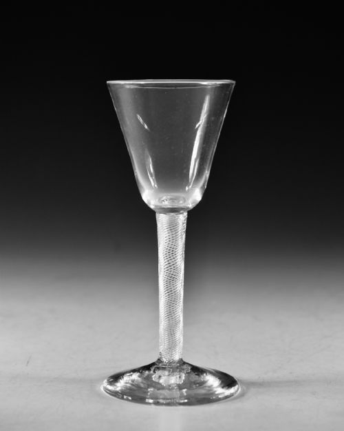 ANTIQUE GLASS AIR TWIST WINE GLASS ENGLISH C1755 - ADDITIONAL PHOTO 1