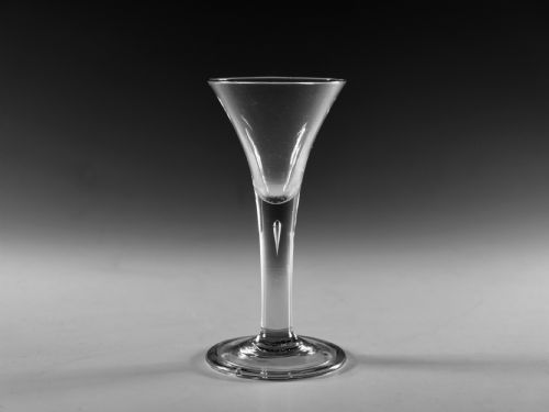 antique glass plain stem drawn trumpet wine glass c1760 - CATEGORY: ANTIQUE GLASS - DATED 18TH CENTURY