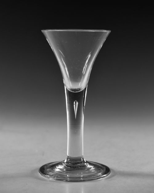 ANTIQUE GLASS PLAIN STEM DRAWN TRUMPET WINE GLASS C1760 - ADDITIONAL PHOTO 1